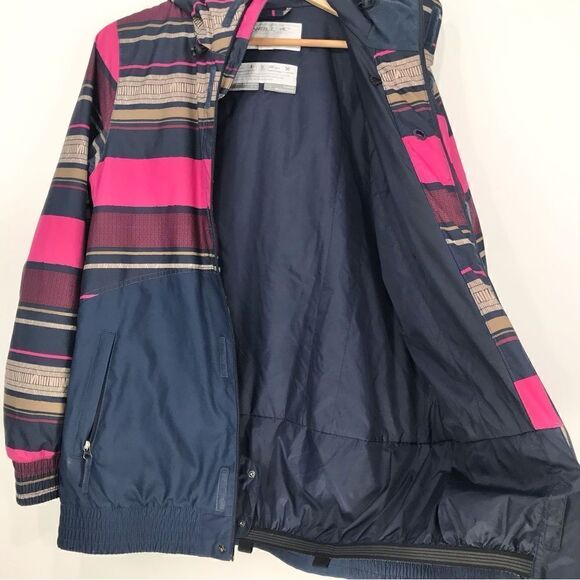 O’Neill Freedom Series Navy Blue Pink Custom Bomber Long Fit Ski Jacket - Picture 7 of 16